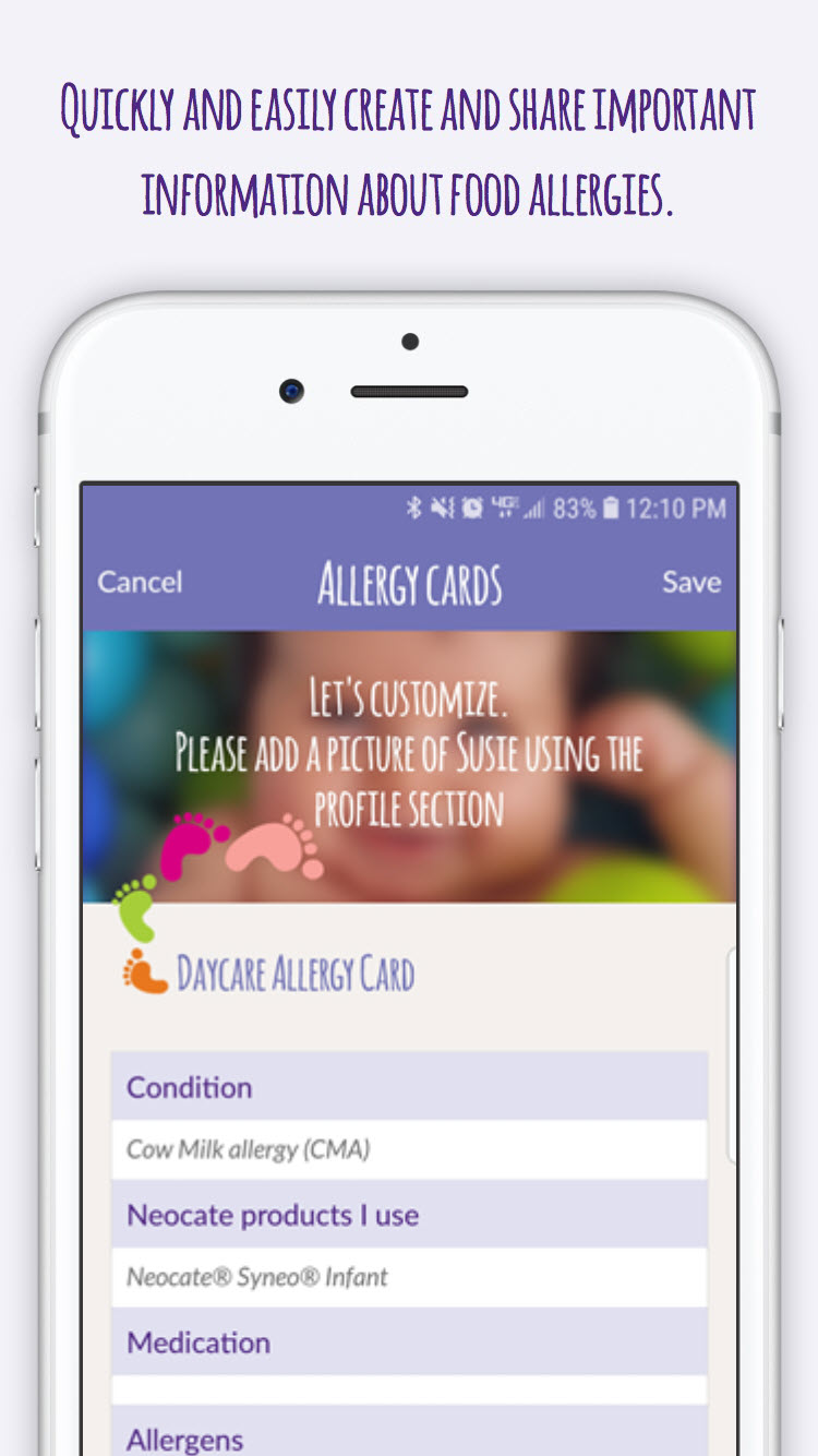 Create and share allergy cards with your mobile phone