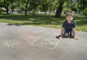 Visualize social distancing with chalk